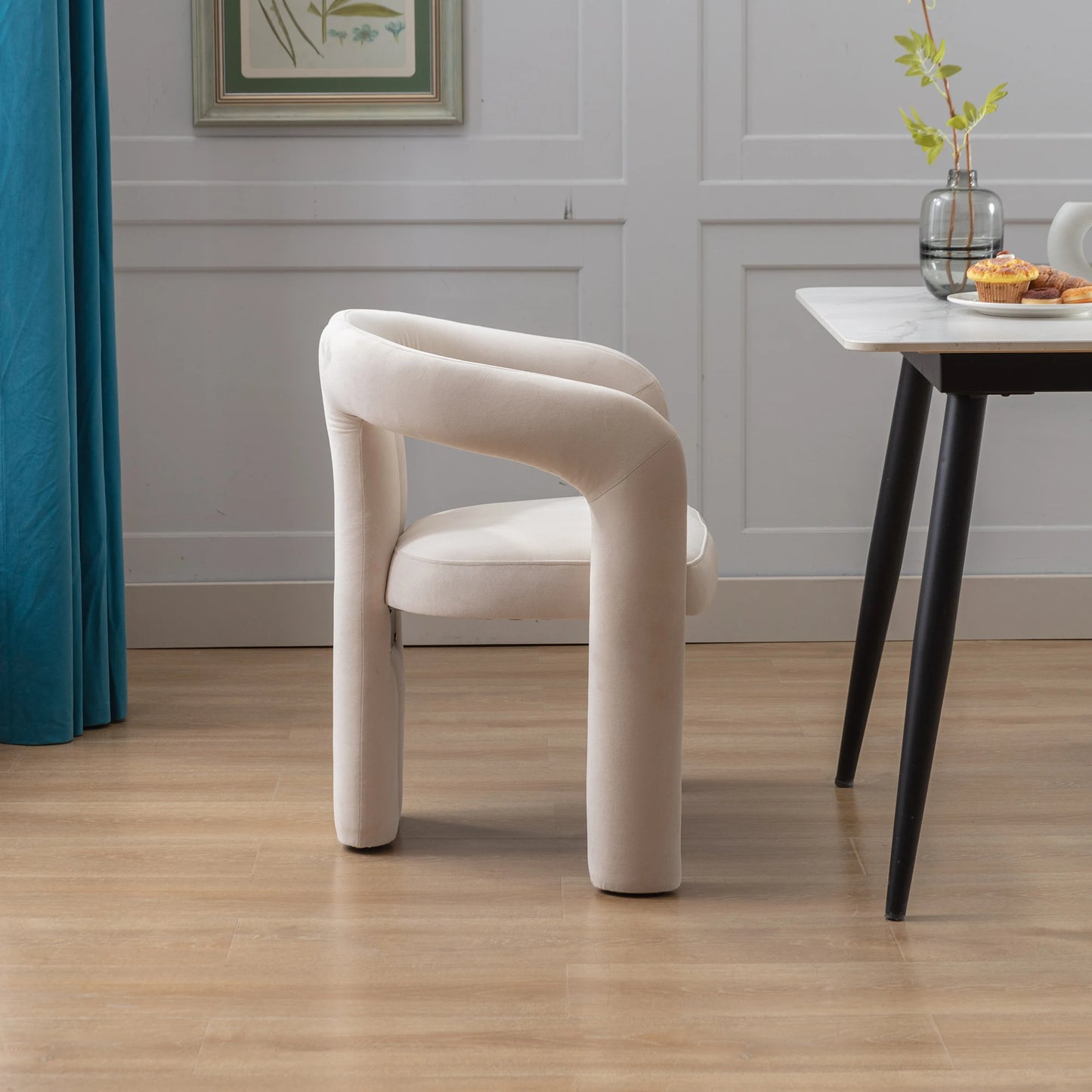 LVHOM Set of 2 Modern Velvet Dining Chairs for Living Room and Kitchen, Padded Dining Chairs with Hollow Back, Leisure Chair