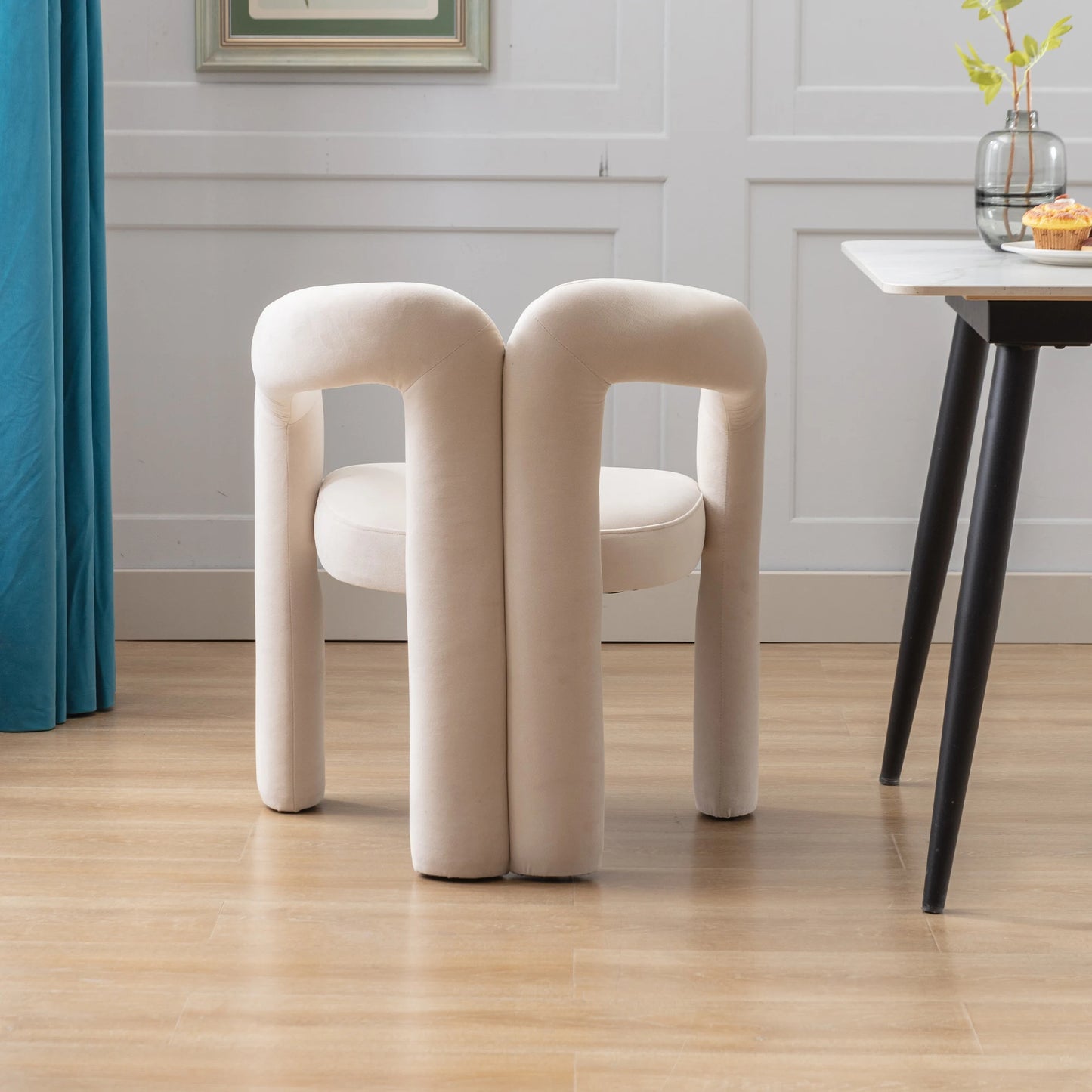 LVHOM Set of 2 Modern Velvet Dining Chairs for Living Room and Kitchen, Padded Dining Chairs with Hollow Back, Leisure Chair