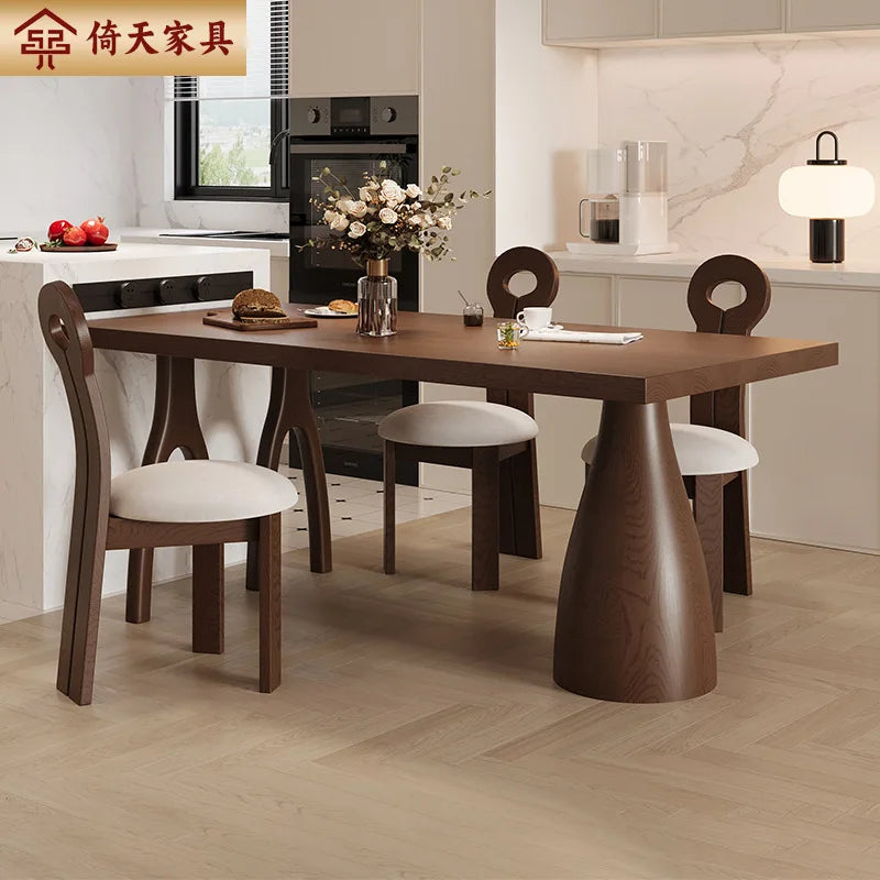 (VIP9)Solid Small Apartment Home Desk Rectangular Dining Table Wooden Dining Table and Chair Combination