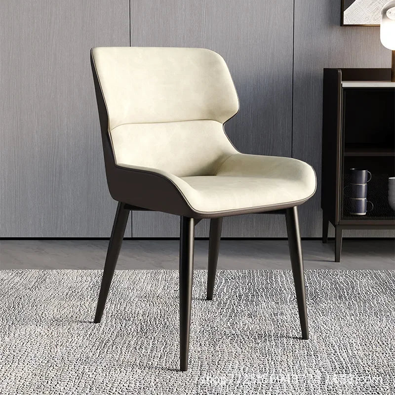Nordic Dining Chairs Beige Ergonomics Bedroom Furniture Padded Backrest Living Room Lounge Chair Sillas De Comedor Hotel