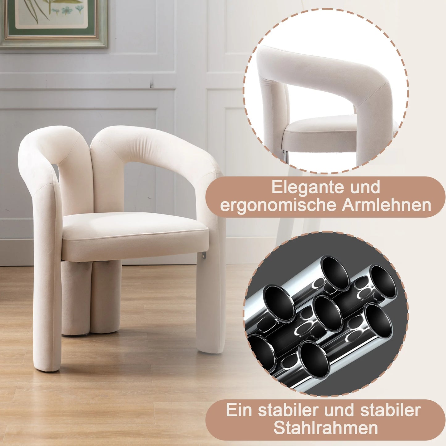 LVHOM Set of 2 Modern Velvet Dining Chairs for Living Room and Kitchen, Padded Dining Chairs with Hollow Back, Leisure Chair