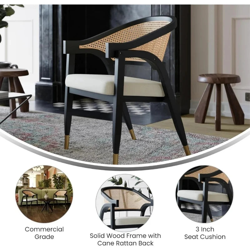 Silla de comedor y acento de ratán de caña Bronson, marco de madera maciza, asientos versátiles, sillas Krzesla Do Jadalni, muebles de comedor
