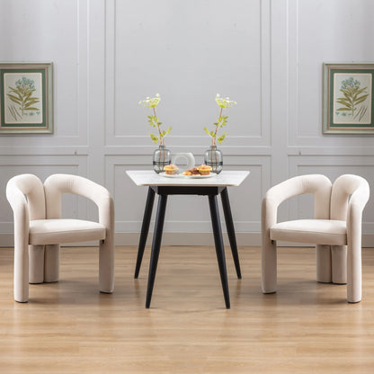 LVHOM Set of 2 Modern Velvet Dining Chairs for Living Room and Kitchen, Padded Dining Chairs with Hollow Back, Leisure Chair
