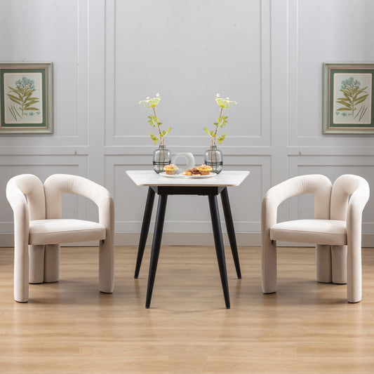 LVHOM Set of 2 Modern Velvet Dining Chairs for Living Room and Kitchen, Padded Dining Chairs with Hollow Back, Leisure Chair