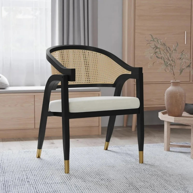 Silla de comedor y acento de ratán de caña Bronson, marco de madera maciza, asientos versátiles, sillas Krzesla Do Jadalni, muebles de comedor