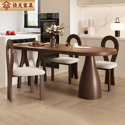 （VIP9）Solid Small Apartment Home Desk Rectangular Dining Table Wooden Dining Table and Chair Combination