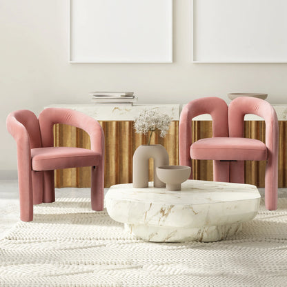 LVHOM Set of 2 Modern Velvet Dining Chairs for Living Room and Kitchen, Padded Dining Chairs with Hollow Back, Leisure Chair