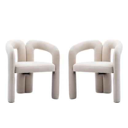 LVHOM Set of 2 Modern Velvet Dining Chairs for Living Room and Kitchen, Padded Dining Chairs with Hollow Back, Leisure Chair