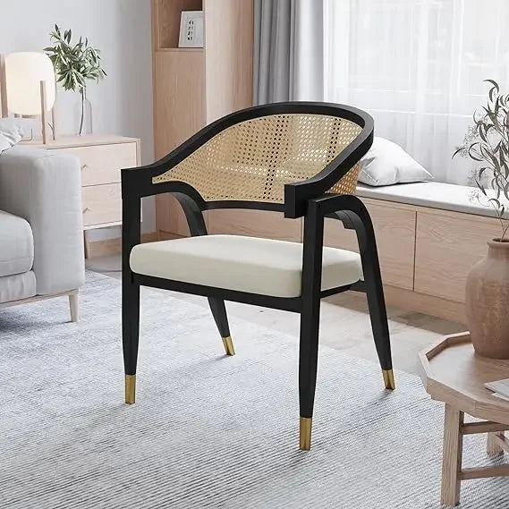 Silla de comedor y acento de ratán de caña Bronson, marco de madera maciza, asientos versátiles, sillas Krzesla Do Jadalni, muebles de comedor