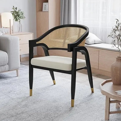 Silla de comedor y acento de ratán de caña Bronson, marco de madera maciza, asientos versátiles, sillas Krzesla Do Jadalni, muebles de comedor