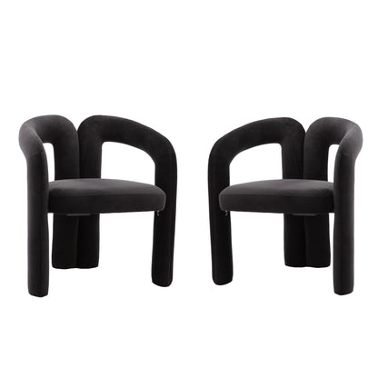 LVHOM Set of 2 Modern Velvet Dining Chairs for Living Room and Kitchen, Padded Dining Chairs with Hollow Back, Leisure Chair