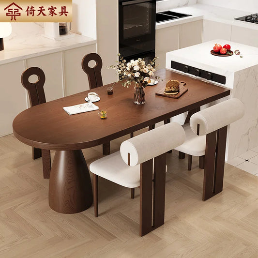 （VIP9）Solid Small Apartment Home Desk Rectangular Dining Table Wooden Dining Table and Chair Combination