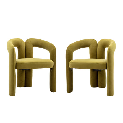LVHOM Set of 2 Modern Velvet Dining Chairs for Living Room and Kitchen, Padded Dining Chairs with Hollow Back, Leisure Chair