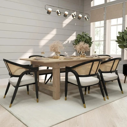 Silla de comedor y acento de ratán de caña Bronson, marco de madera maciza, asientos versátiles, sillas Krzesla Do Jadalni, muebles de comedor