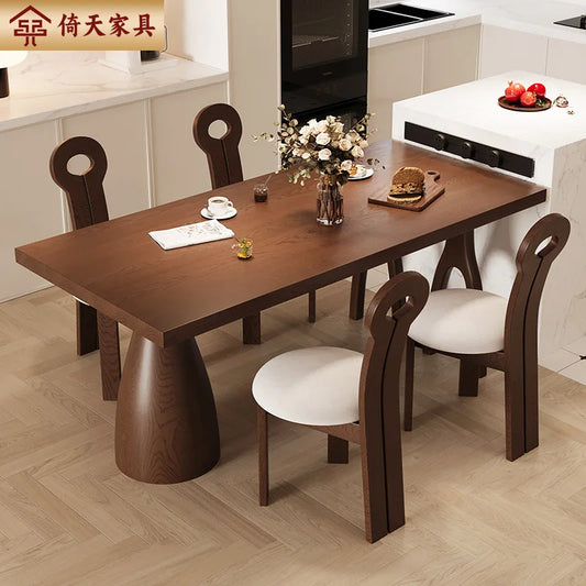 （VIP9）Solid Small Apartment Home Desk Rectangular Dining Table Wooden Dining Table and Chair Combination